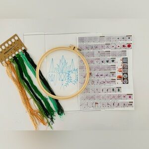 Embroidery Kit with Hoop Plants Boho Decor Sewing Needle Crafts New